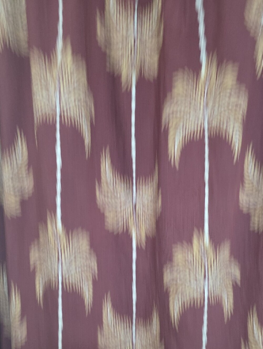 Monteau Strapless Midi Dress in Burgundy with Gold Palm Print - Picture 4 of 7